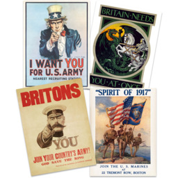 Artery8 World War 1 US UK Allies Military Recruitment Wall Art Print 30 x 41cm 8 Pack - Size: 40.5 x 30.5 x 0.3cm - Multi - Wilko - thumbnail 4