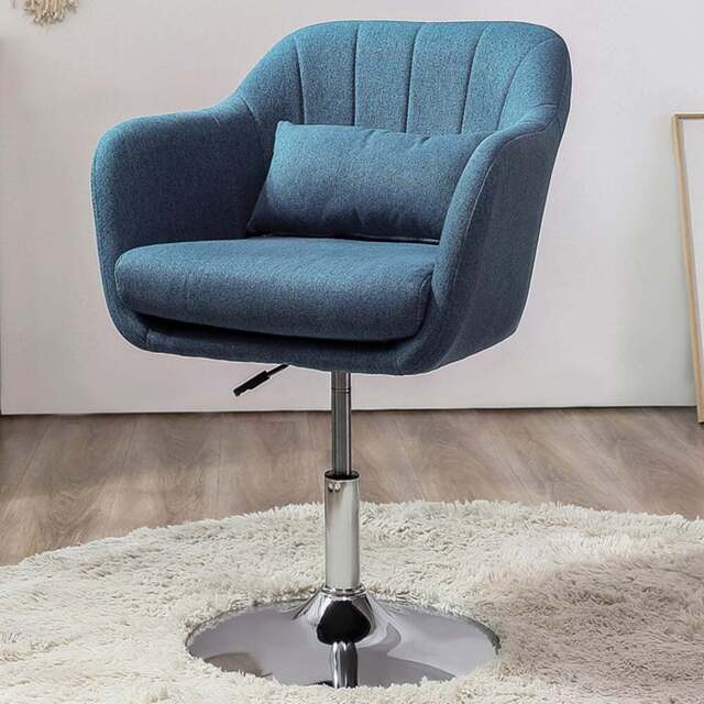 HOMCOM Blue Linen Fabric Swivel Accent Chair - Size: Single - Wilko - image 1