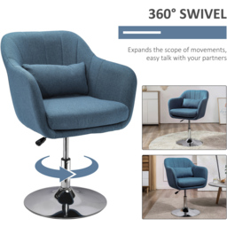 HOMCOM Blue Linen Fabric Swivel Accent Chair - Size: Single - Wilko - thumbnail 7