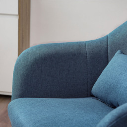 HOMCOM Blue Linen Fabric Swivel Accent Chair - Size: Single - Wilko - thumbnail 4
