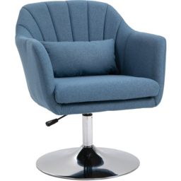 HOMCOM Blue Linen Fabric Swivel Accent Chair - Size: Single - Wilko - thumbnail 3