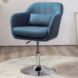HOMCOM Blue Linen Fabric Swivel Accent Chair - Size: Single - Wilko
