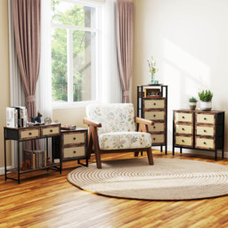 Portland 2 Drawer Rustic Brown Rattan Bedside Table - Wilko - thumbnail 5