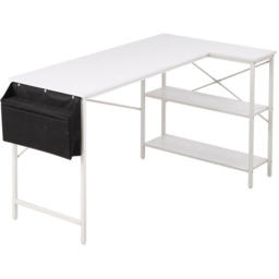 Living and Home 2 Shelf White L-Shaped Office Desk with Storage Bag - Size: 75 x 136 x 77cm - Cream - Wilko - thumbnail 3