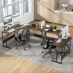 Costway L Shaped Corner Computer Desk Rustic Brown - Size: 105 x 58 x 24cm - Wilko - thumbnail 5