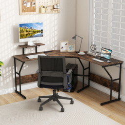 Costway L Shaped Corner Computer Desk Rustic Brown - Size: 105 x 58 x 24cm - Wilko - thumbnail 4