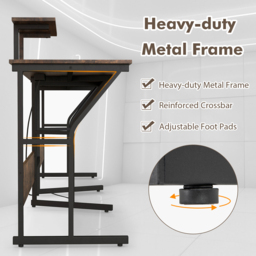 Costway L Shaped Corner Computer Desk Rustic Brown - Size: 105 x 58 x 24cm - Wilko - thumbnail 6