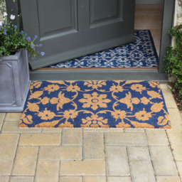 RHS Jekyll Floral Latex Backed Door Mat 45 x 75cm - Size: 45 x 75 x 1.5cm - Blue - Wilko - thumbnail 3