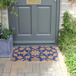 RHS Jekyll Floral Latex Backed Door Mat 45 x 75cm - Size: 45 x 75 x 1.5cm - Blue - Wilko - thumbnail 7