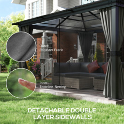 Outsunny 4.2 x 3.6m Black Aluminium Frame Hardtop Gazebo - Size: 4 x 4m - Wilko - thumbnail 7