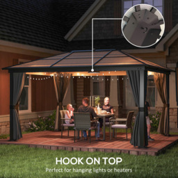 Outsunny 4.2 x 3.6m Black Aluminium Frame Hardtop Gazebo - Size: 4 x 4m - Wilko - thumbnail 4