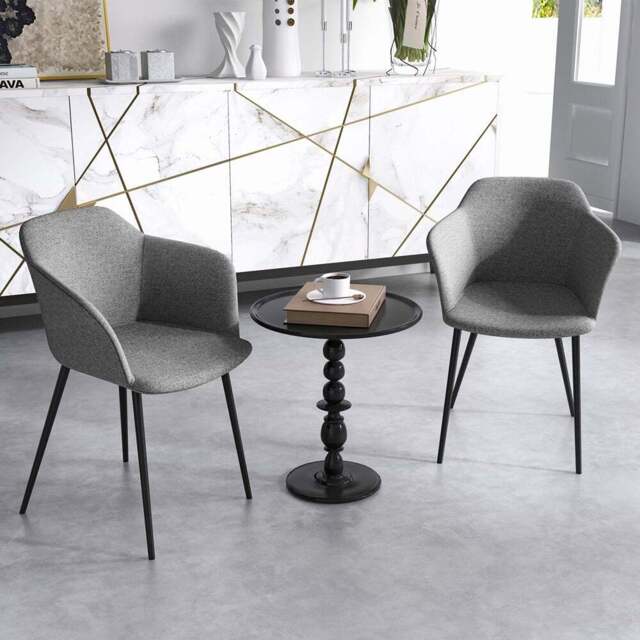 Costway Set of 2 Dark Grey Ergonomic Backrest Dining Chair with Wide Armrest - Wilko - image 1