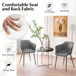Costway Set of 2 Dark Grey Ergonomic Backrest Dining Chair with Wide Armrest - Wilko - thumbnail 5