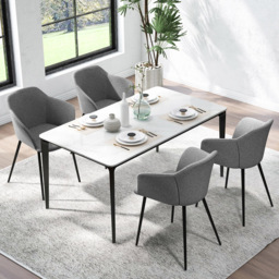 Costway Set of 2 Dark Grey Ergonomic Backrest Dining Chair with Wide Armrest - Wilko - thumbnail 4