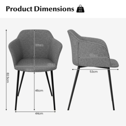 Costway Set of 2 Dark Grey Ergonomic Backrest Dining Chair with Wide Armrest - Wilko - thumbnail 7