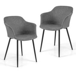 Costway Set of 2 Dark Grey Ergonomic Backrest Dining Chair with Wide Armrest - Wilko - thumbnail 3
