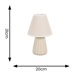 ValueLights Saskia Tapered Lamp Shade Natural Ceramic LED Table Lamp - Size: 31 x 20 x 20cm - Cream - Wilko - thumbnail 6