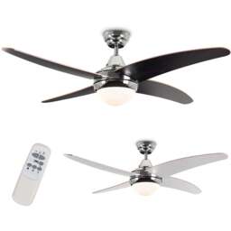 ValueLights Apache Chrome and Wood Reversible Ceiling Fan with Remote 48 inch - Size: 36 x 122 x 122cm - Silver - Wilko - thumbnail 1