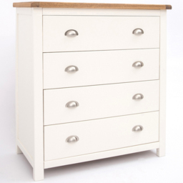 Lovere 4 Drawer Off White Chest of Drawers with Chrome Cup Handles - Wilko - thumbnail 4