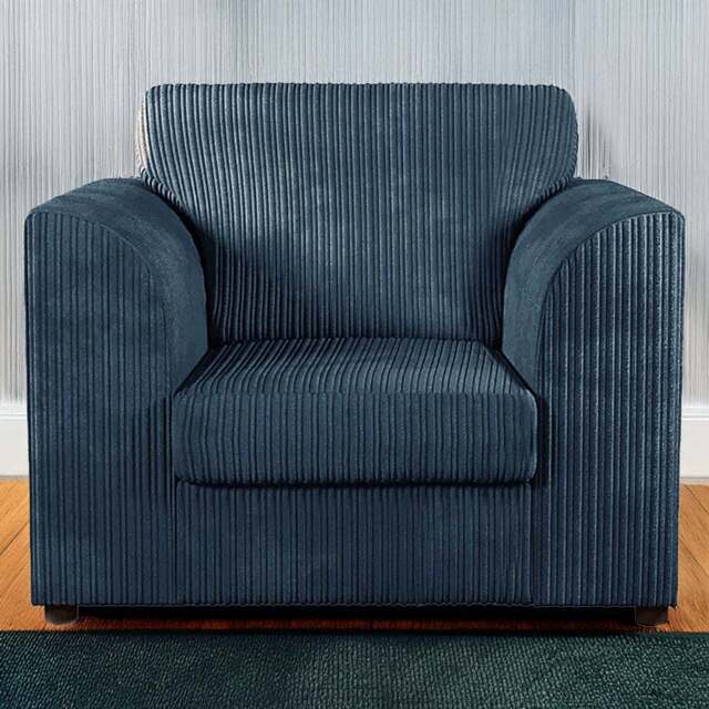 Luxor Single Seater Navy Blue Jumbo Cord Armchair - Wilko - image 1