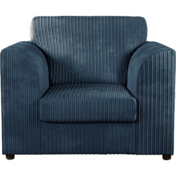 Luxor Single Seater Navy Blue Jumbo Cord Armchair - Wilko - thumbnail 3