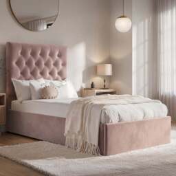 Flair Milan Single Pink Velvet Ottoman Bed - Wilko