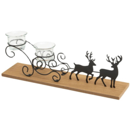 Marco Paul Christmas Sleigh Double Tea Light Holder - Size: 35 x 9 x 11cm - Black - Wilko - thumbnail 1