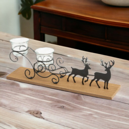 Marco Paul Christmas Sleigh Double Tea Light Holder - Size: 35 x 9 x 11cm - Black - Wilko - thumbnail 3