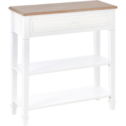 Portland Single Drawer 2 Shelves White and Oak Console Table - Size: 76 x 28 x 81cm - Wilko - thumbnail 3