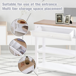 Portland Single Drawer 2 Shelves White and Oak Console Table - Size: 76 x 28 x 81cm - Wilko - thumbnail 6