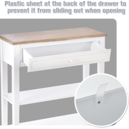 Portland Single Drawer 2 Shelves White and Oak Console Table - Size: 76 x 28 x 81cm - Wilko - thumbnail 7