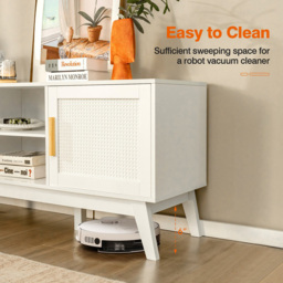 Costway 2 Door White Rattan TV Unit - Size: 163 x 56 x 14cm - Wilko - thumbnail 6