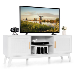 Costway 2 Door White Rattan TV Unit - Size: 163 x 56 x 14cm - Wilko - thumbnail 3
