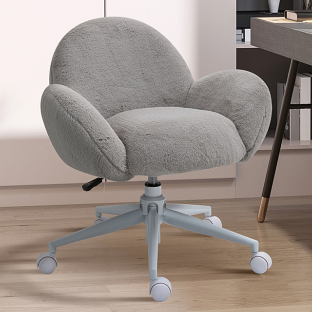 Portland Grey Fluffy Swivel Office Chair - Size: 67 x 64 x 75cm - Wilko - image 1