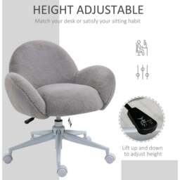 Portland Grey Fluffy Swivel Office Chair - Size: 67 x 64 x 75cm - Wilko - thumbnail 5