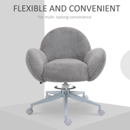 Portland Grey Fluffy Swivel Office Chair - Size: 67 x 64 x 75cm - Wilko - thumbnail 6