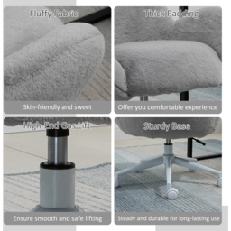 Portland Grey Fluffy Swivel Office Chair - Size: 67 x 64 x 75cm - Wilko - thumbnail 7