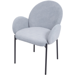 Living and Home Set of 2 Grey Upholstered Teddy Fleece Dining Chair with Armrests - Cream - Wilko - thumbnail 3