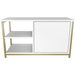 Decorotika Muskegon Single Door and 2 Open Shelf Gold and White TV Unit - Size: 51 x 90 x 36cm - Multi - Wilko - thumbnail 3