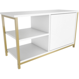 Decorotika Muskegon Single Door and 2 Open Shelf Gold and White TV Unit - Size: 51 x 90 x 36cm - Multi - Wilko - thumbnail 4