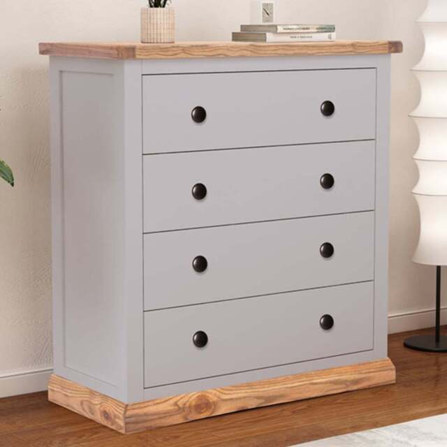 Bicarri 4 Drawer Dark Grey Chest of Drawers with Brass Knobs - Wilko - image 1