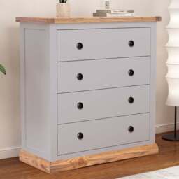 Bicarri 4 Drawer Dark Grey Chest of Drawers with Brass Knobs - Wilko - thumbnail 1