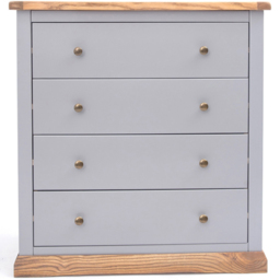 Bicarri 4 Drawer Dark Grey Chest of Drawers with Brass Knobs - Wilko - thumbnail 3
