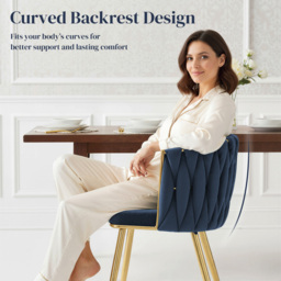 Portland Set of 2 Dark Blue Upholstered Dining Chair - Wilko - thumbnail 5