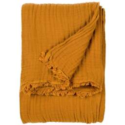 Yard Lark Cumin Muslin Cotton Throw 130 x 180cm - Size: 180 x 130cm - Brown - Yard Living - Wilko