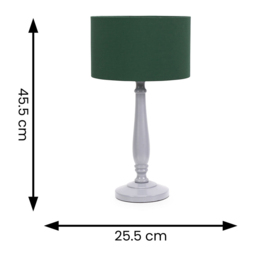 ValueLights Victoria Green Fabric Drum Shade Grey Wood Traditional Stem LED Table Lamp - Size: 45.5 x 25.5 x 25.5cm - Wilko - thumbnail 7