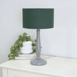 ValueLights Victoria Green Fabric Drum Shade Grey Wood Traditional Stem LED Table Lamp - Size: 45.5 x 25.5 x 25.5cm - Wilko - thumbnail 4