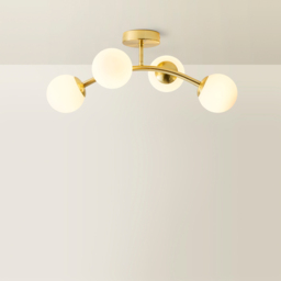 ValueLights Jas Gold 4 Way Opal White Frosted Glass Globe Shade LED Ceiling Light - Size: 20 x 22 x 48cm - Wilko - thumbnail 6