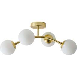 ValueLights Jas Gold 4 Way Opal White Frosted Glass Globe Shade LED Ceiling Light - Size: 20 x 22 x 48cm - Wilko - thumbnail 1
