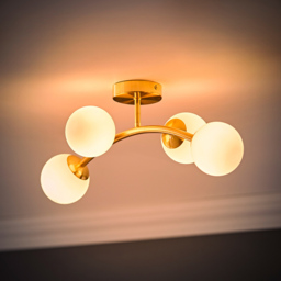 ValueLights Jas Gold 4 Way Opal White Frosted Glass Globe Shade LED Ceiling Light - Size: 20 x 22 x 48cm - Wilko - thumbnail 3